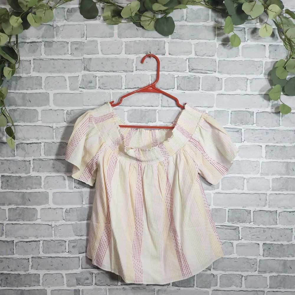 NWT Honey Punch Pastel Linen Off Shoulder Blouse Size S